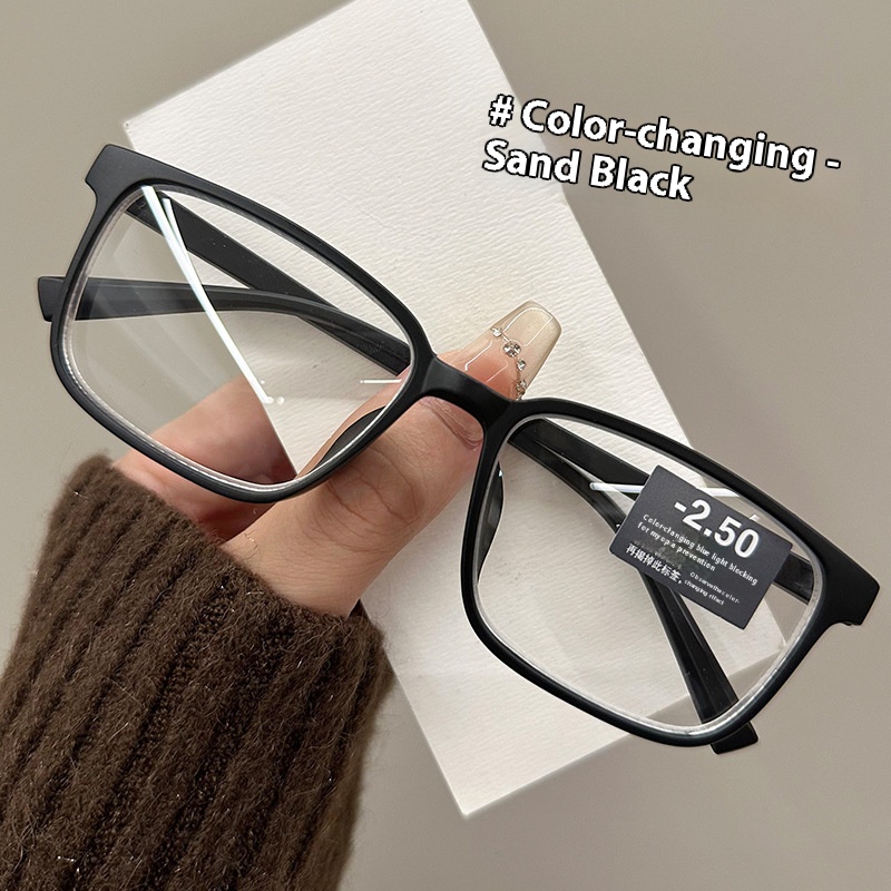 New color-changing myopia glasses enlarged and widened for large faces men’s and women’s adjustable degree anti-blue light glasses frame tide