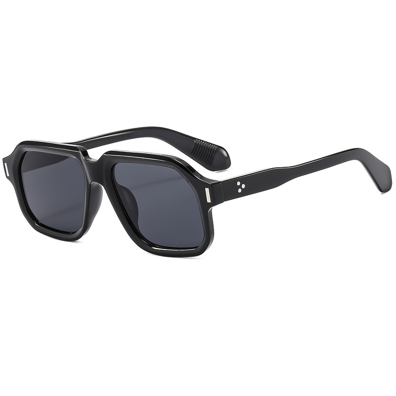 New cross-border large frame square sunglasses European and American fashion simple rivet sunglasses all-match retro flat glasses