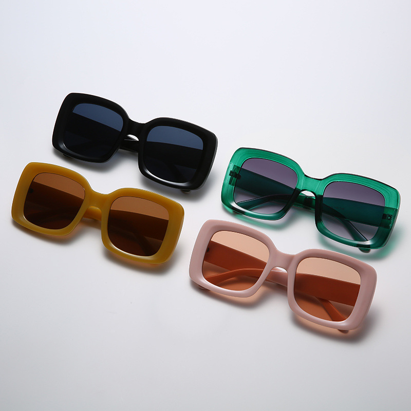 New European and American fashion large frame square sunglasses for men and women tide jelly color sunglasses cross-border street photography glasses s21008