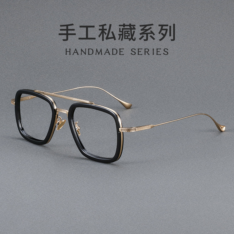 Iron Man Style Ultra-light Titanium Frame for Men’s Nearsighted Frame Downey Dita Anti-blue Light Double Beam Flat Light Danyang Glasses