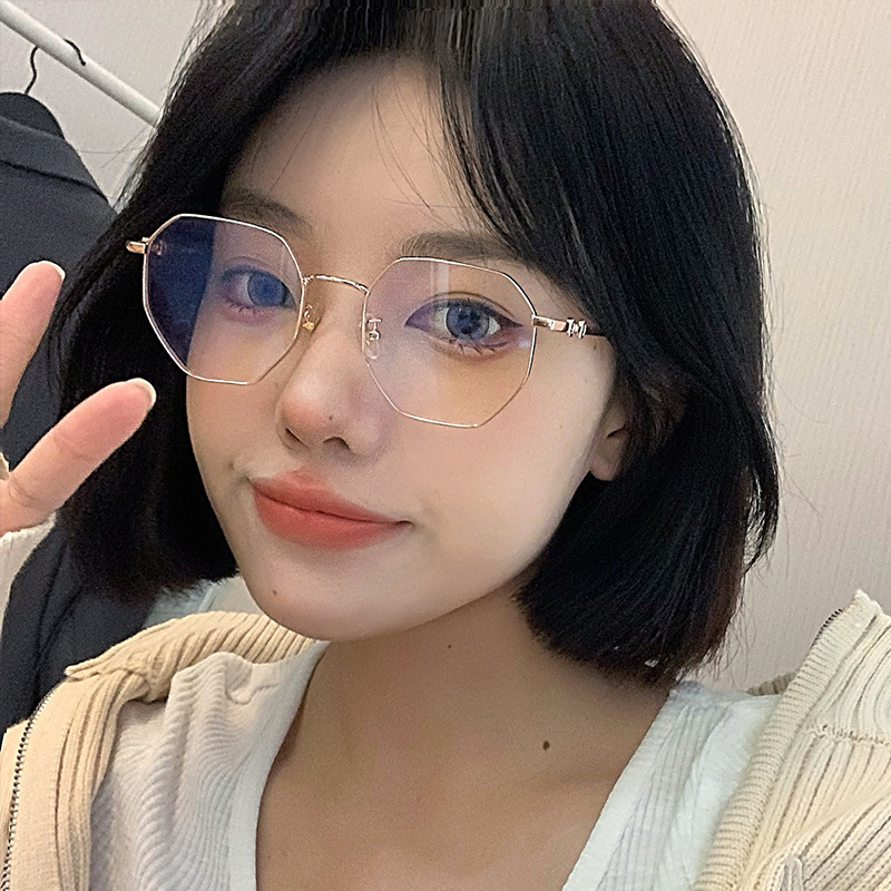 Popular anti-blue light glasses frame female black frame myopia large frame with degrees can be equipped with degrees plain glasses frame male