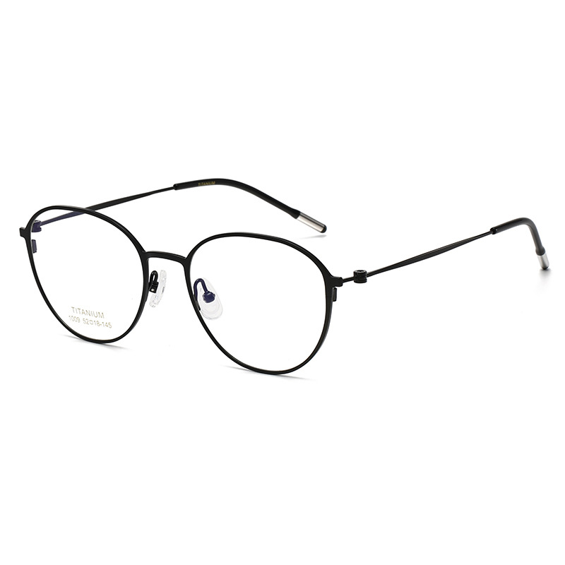 Retro oval titanium frame glasses suitable for nearsightedness, ideal for round faces with small frames
