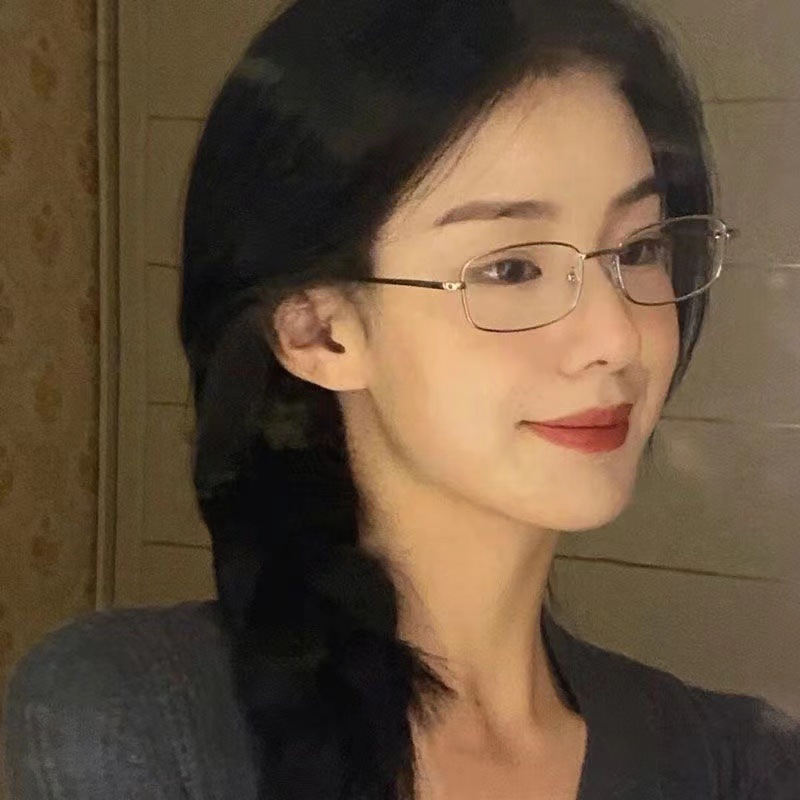 Japanese Abstinence Gold Glasses Myopia Anti-Blue Light Sven Frame Flat Glasses Narrow Tide Rectangle