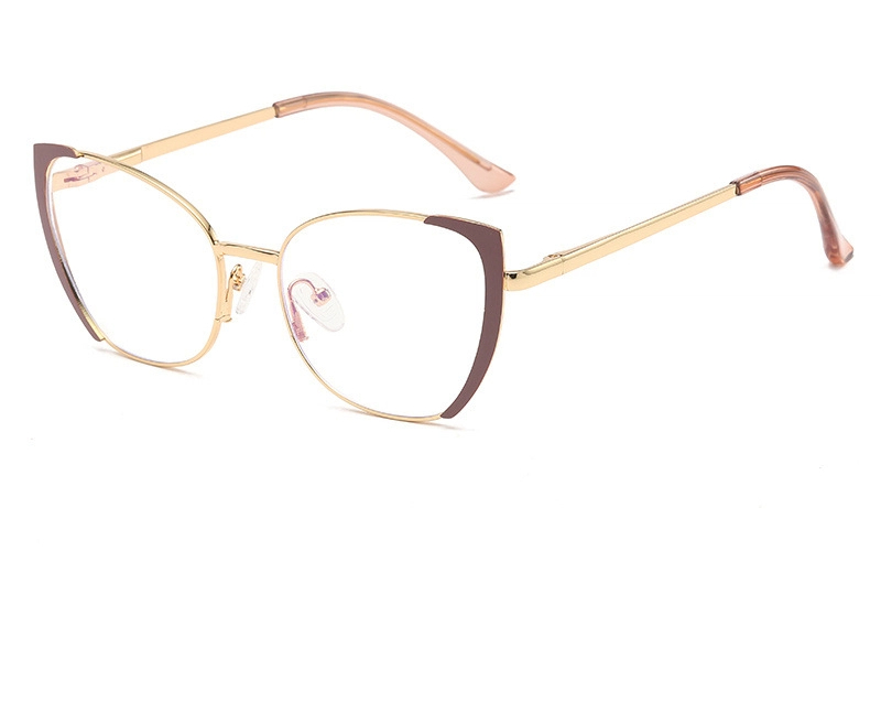 New European and American Metal Large Frame Cross-border Cat’s Eye Flat Light Anti-blue Glasses Simple Personalized All-match Photosensitive Color-changing Mirror