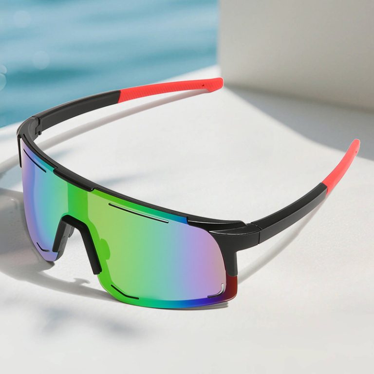 Colorful cycling sunglasses with UV protection, large frame, suitable for outdoor sports, skiing, and off-road activities