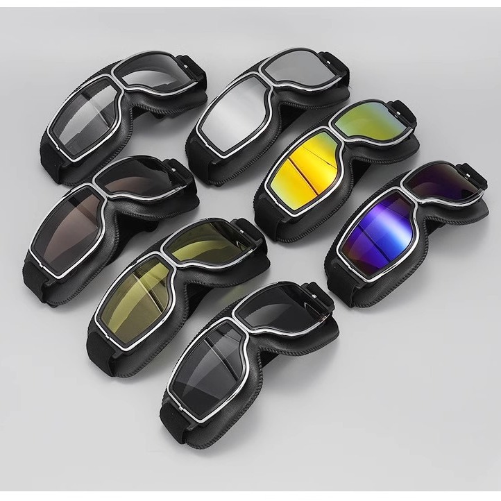 Internet Celebrity Trend Retro Harley Goggles Motorcycle Helmet Goggles Windproof Dustproof Motorcycle Riding Glasses Black