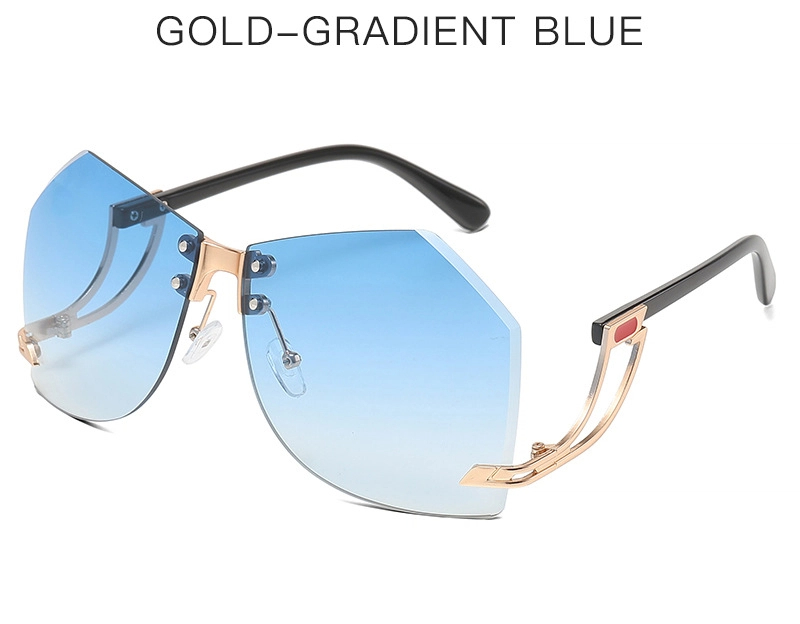 New European and American fashion rimless sunglasses women’s personality trend hollow glasses legs irregular ocean piece sunglasses