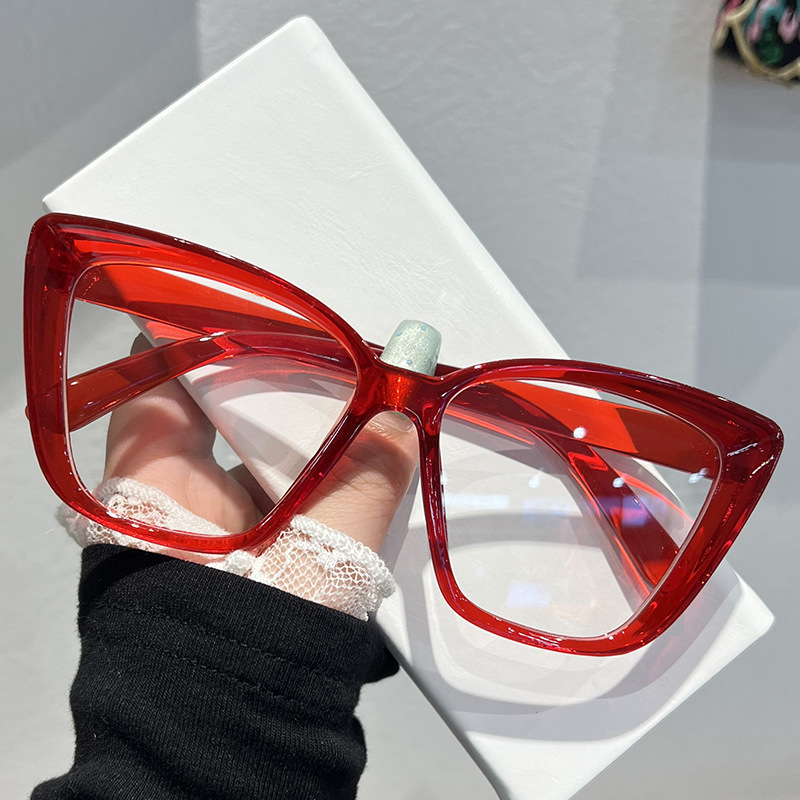 New fashion European and American cross-border cat’s eye Joker high-grade large frame anti-blue glasses wholesale explosion box flat mirror