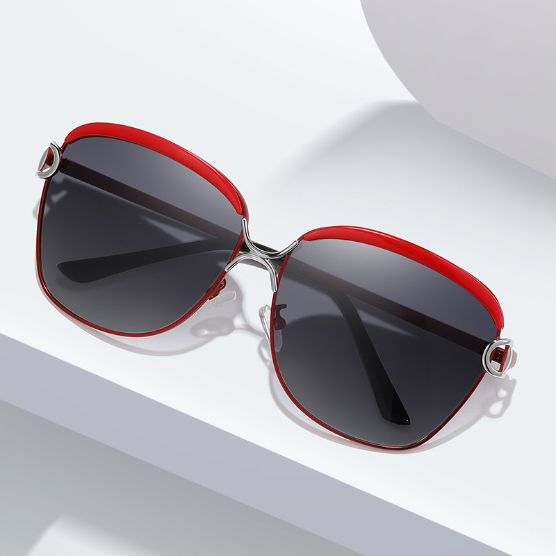 Cross-border explosions European and American trend metal sunglasses women’s eyebrows large frame sunglasses polarized glasses factory direct sales