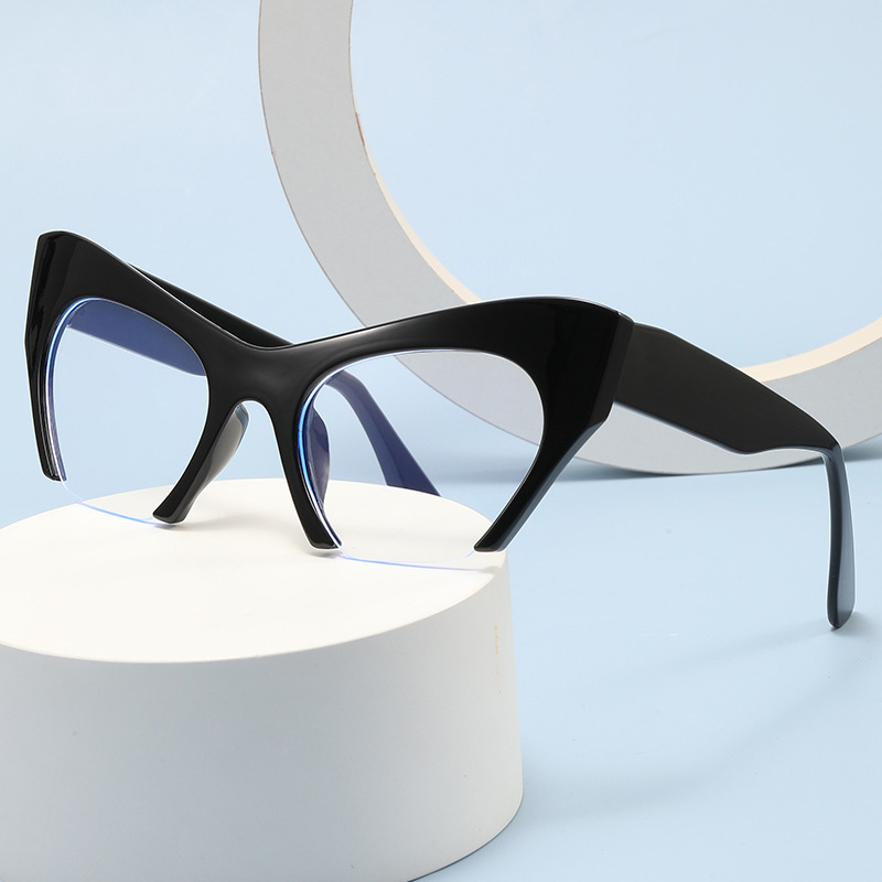 2025 new half-frame anti-blue light plain glasses fashion European and American street shooting Internet celebrity glasses frame fashion retro glasses