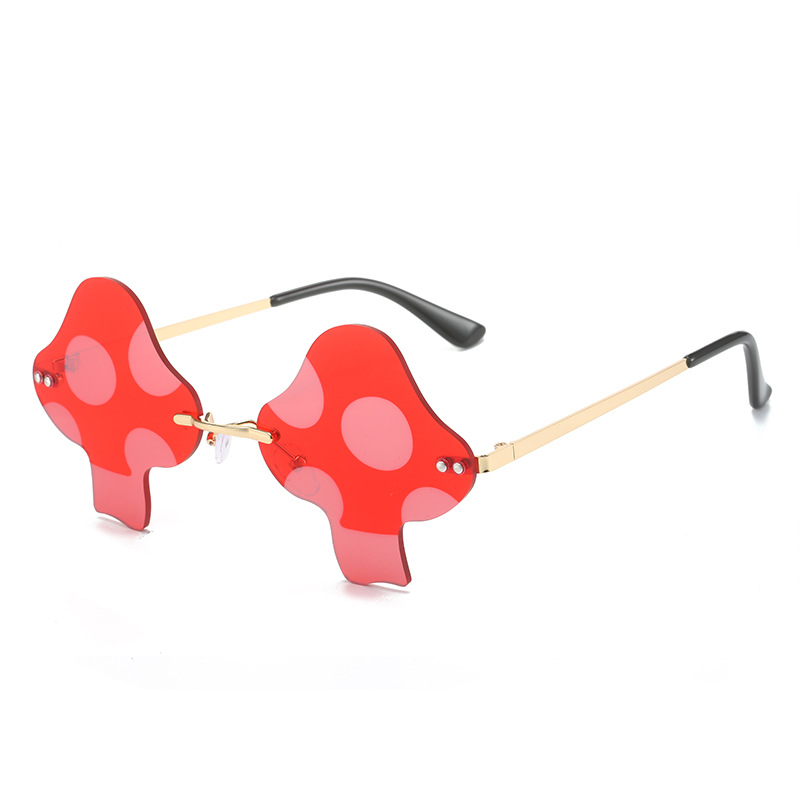 2025 New Mushroom European and American Style Frameless Sunglasses Personalized Fashion Prom Glasses Concave Shape Cross-Border Sunglasses