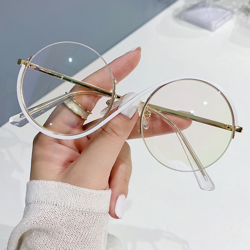 Anti-blue light plain glasses round frame plain glasses frame Korean style fresh Women’s glasses with glasses frame