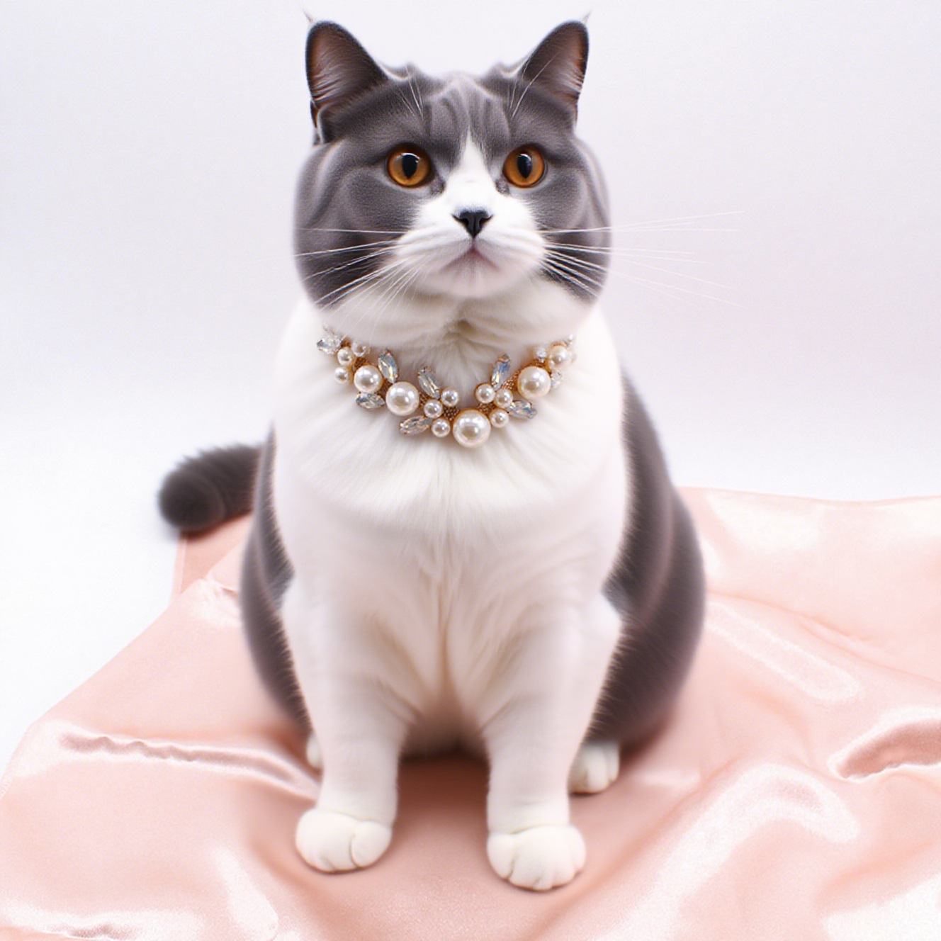 Kitty Dog Gem Pearl Necklace Princess Diamond Wedding Birthday Photography Collar Pet Foreign Trade Metal Accessories