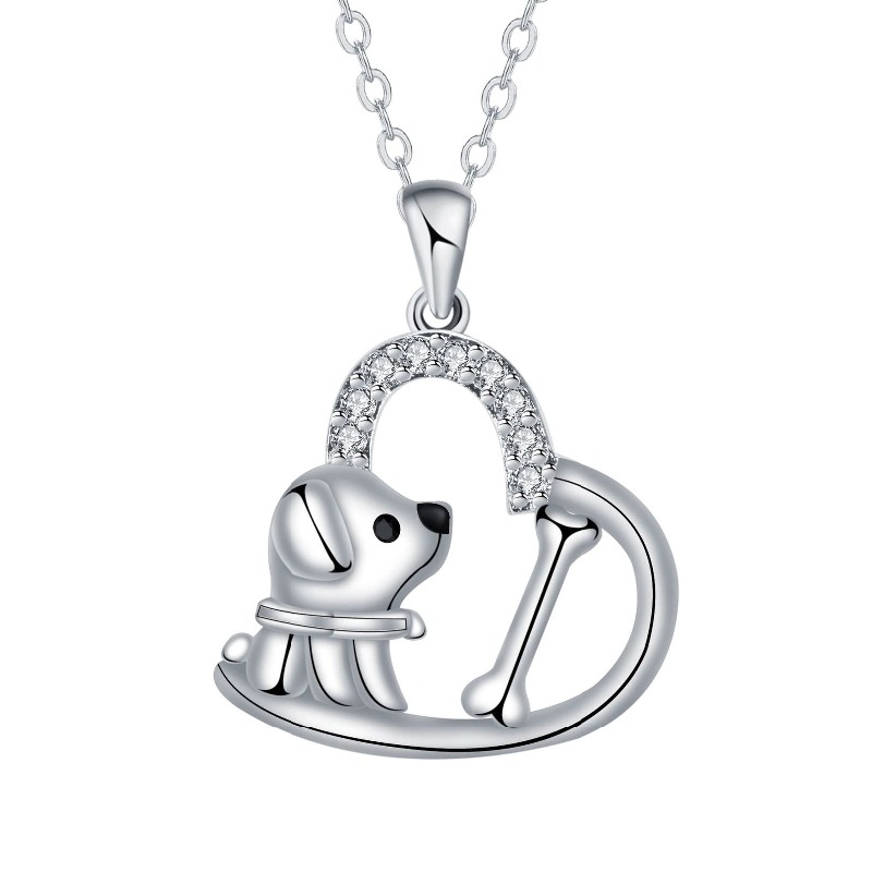 Hot-Selling Jewelry New Product Heart-Shaped Pendant Dog Necklace Fashionable Women's Simple Jewelry