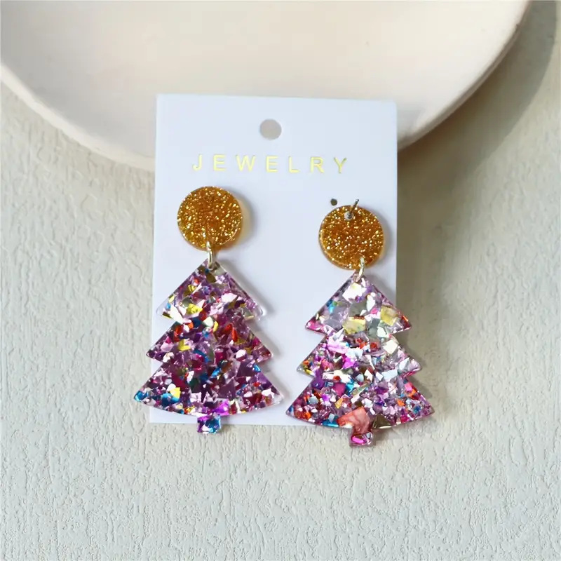 Christmas earrings earrings Christmas tree leopard fashion acrylic earrings personality ear jewelry women