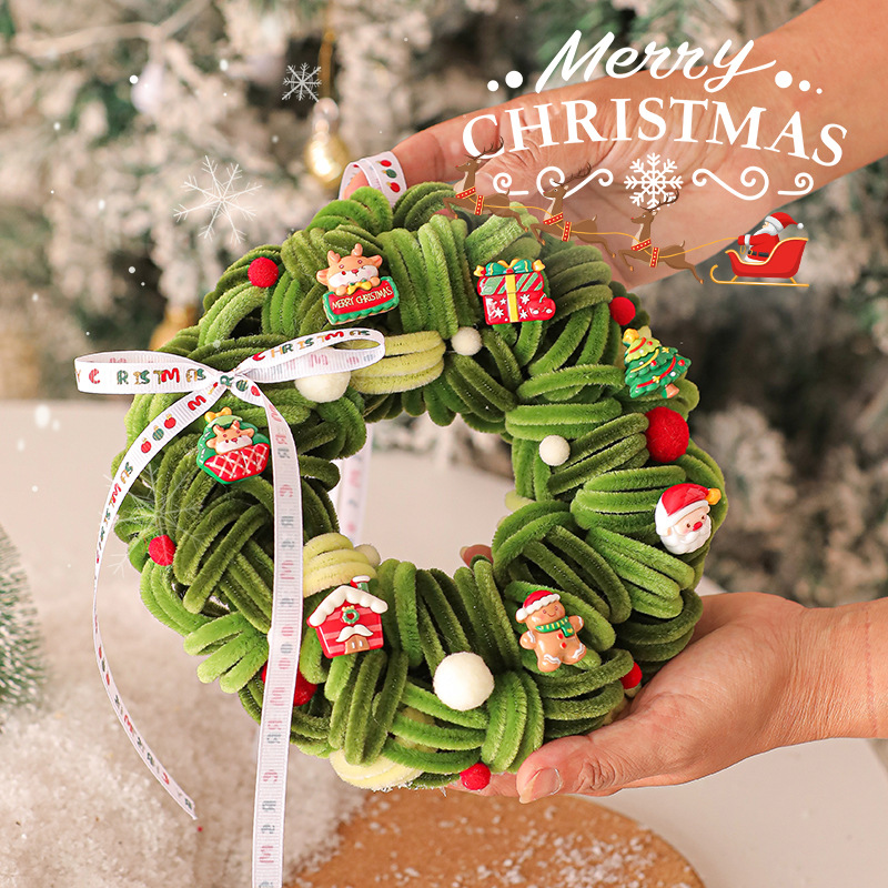 Christmas Decoration Garland Scene Layout Christmas Tree Decorations Rattan Ring Pendant Door Hanging