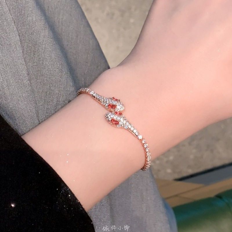 [New] [Ice Blue Spirit Snake]  Explosions Full Diamond Spirit Snake Bracelet Pull Bracelet Luxury High-end Jewelry